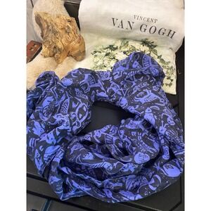 Kiko Graphics All Over Logo Womens Scarves In Black Blue 77x 13